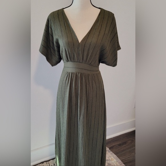 Mango Dresses Backless Mango Olive Green Mididress With Waist Tie Poshmark